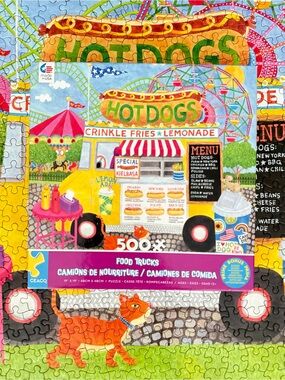 Ceaco Food Trucks 500-Piece Jigsaw Puzzle - Colorful Hot Dogs Truck